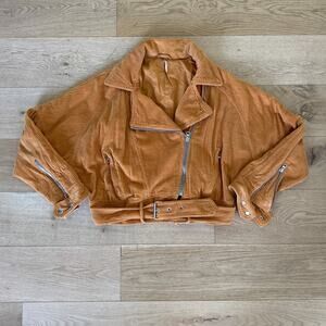 Free People - Slouchy Corduroy Moto Jacket in Orange